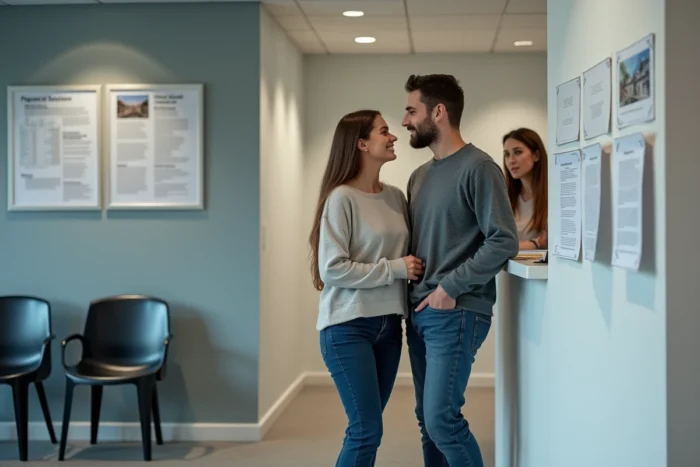 Couple consultant un agent dans un bureau de demande de logement social