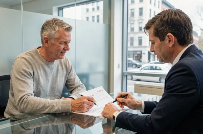 Investisseur immobilier consultant un conseiller fiscal sur le régime LMNP et les règles d'amortissement